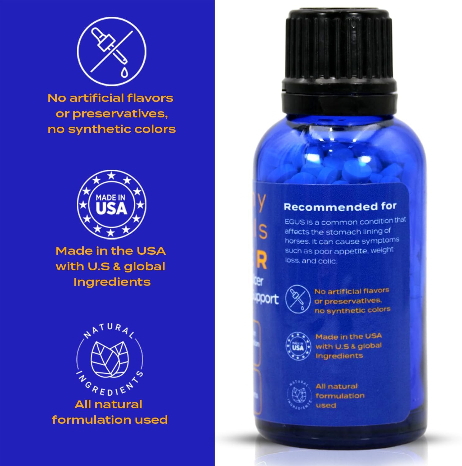 All-Natural Horse Gastric Ulcer Support - Reduces Ulcers & Stomach Issues - Homeopathic Supplements - 300 Tablets