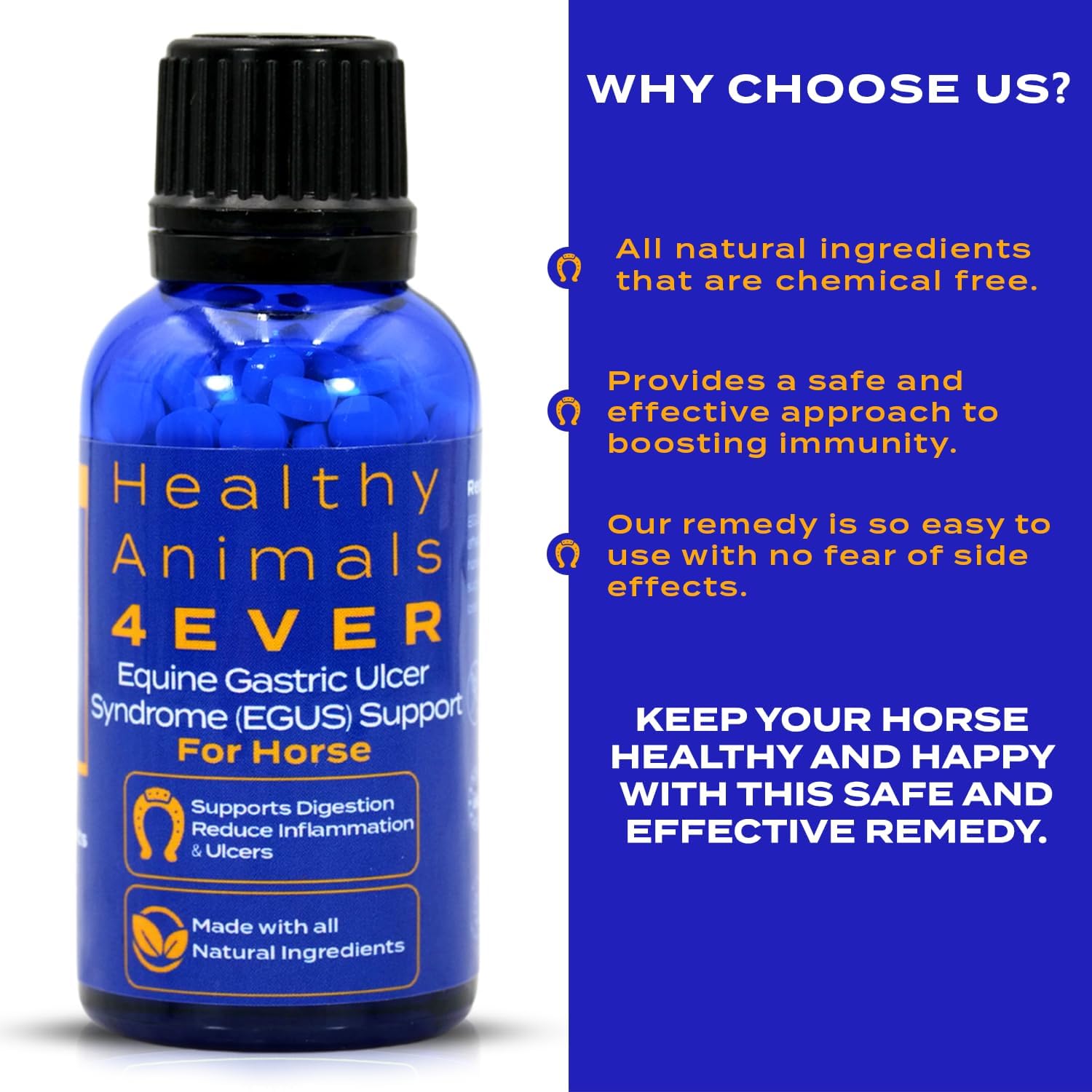 All-Natural Horse Gastric Ulcer Support - Reduces Ulcers & Stomach Issues - Homeopathic Supplements - 300 Tablets