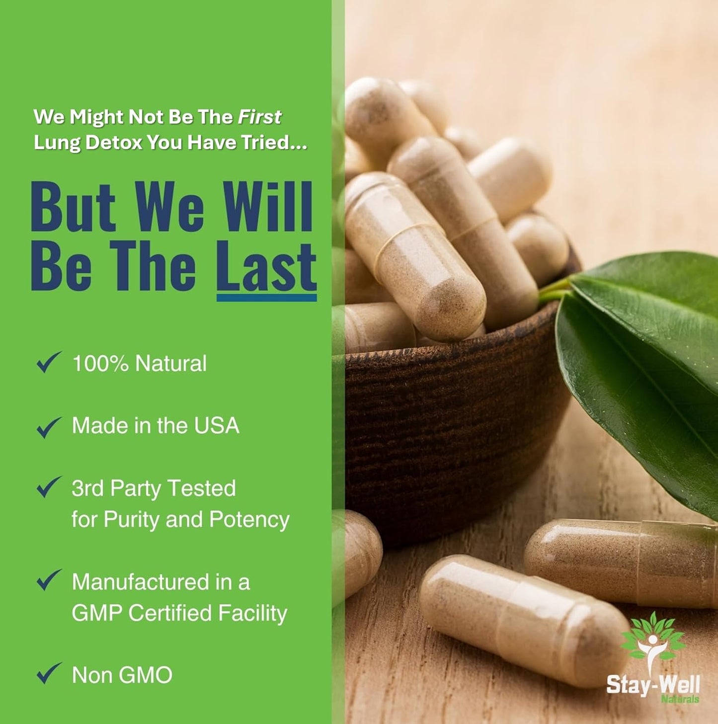 All-Natural Mullein Lung Detox Capsules for Smokers, Supports Healthy Lungs and Clear Breathing, Herbal Cleanse with Proven Nutrients, 60 Caps