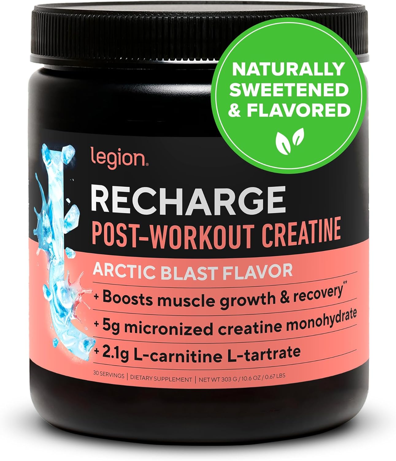 All Natural Muscle Builder & Recovery Drink with Creatine Monohydrate - Arctic Blast Flavor, 30 Servings