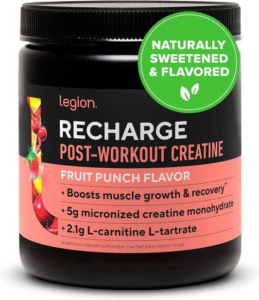 All Natural Muscle Builder & Recovery Drink with Creatine Monohydrate - Fruit Punch Flavor, 60 Servings