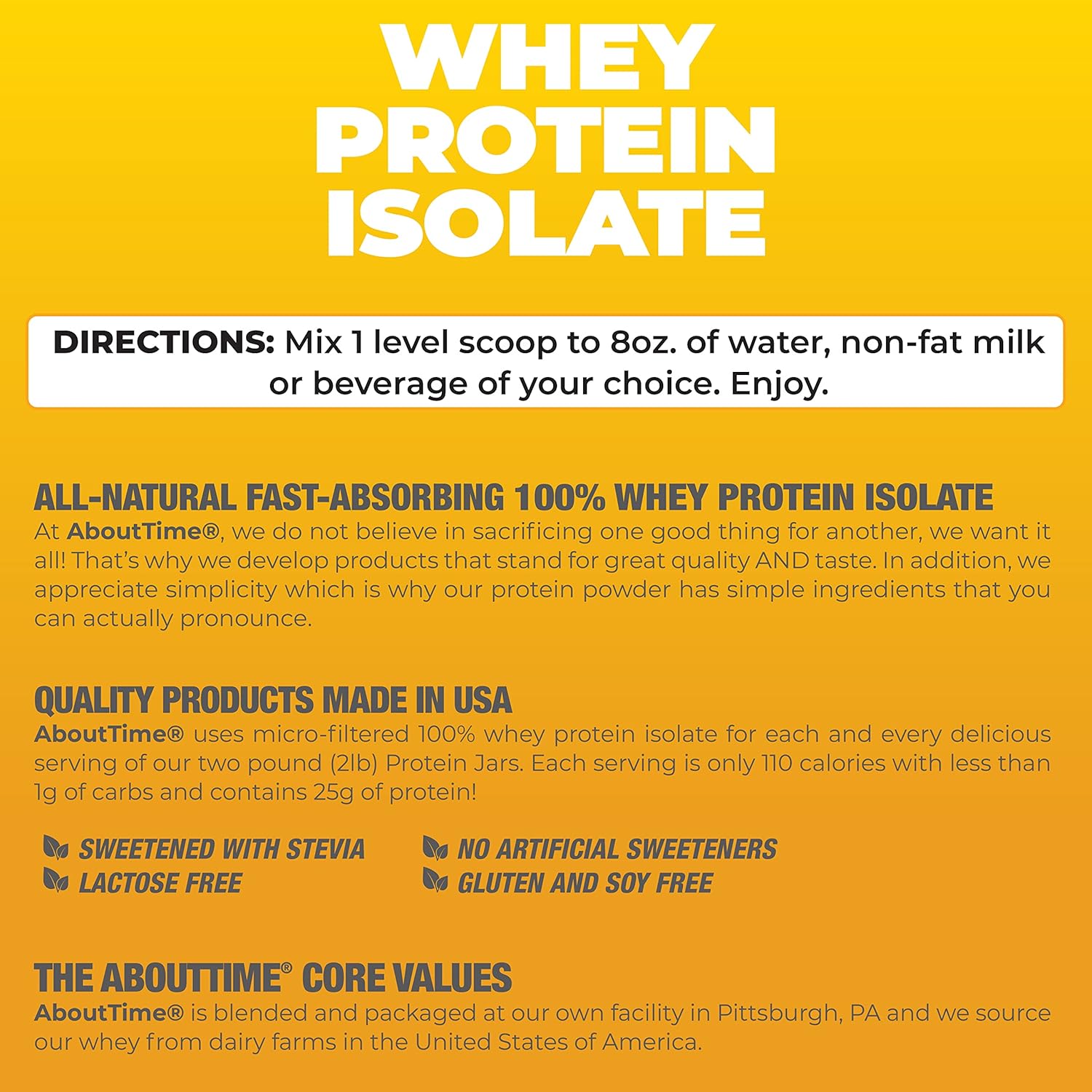 All Natural Non-GMO Vanilla Whey Isolate Protein Powder - 24g Protein Per Serving (2 Pounds)