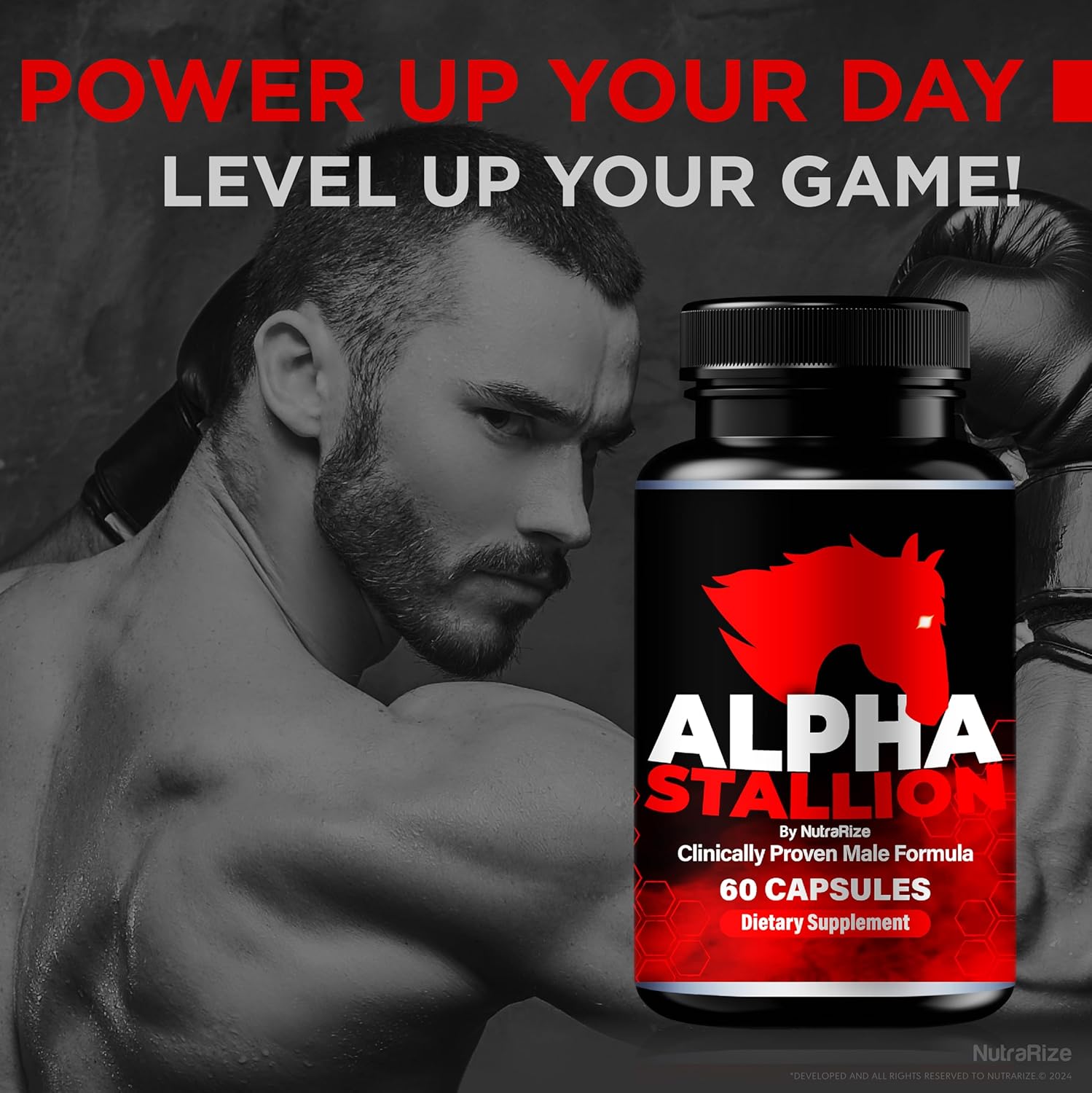 All Natural NutraRize Alpha Stallion Pills for Men - Daily Nutrition Formula for Performance and Confidence - Supports Overall Health - Official Reviews (60 Capsules)