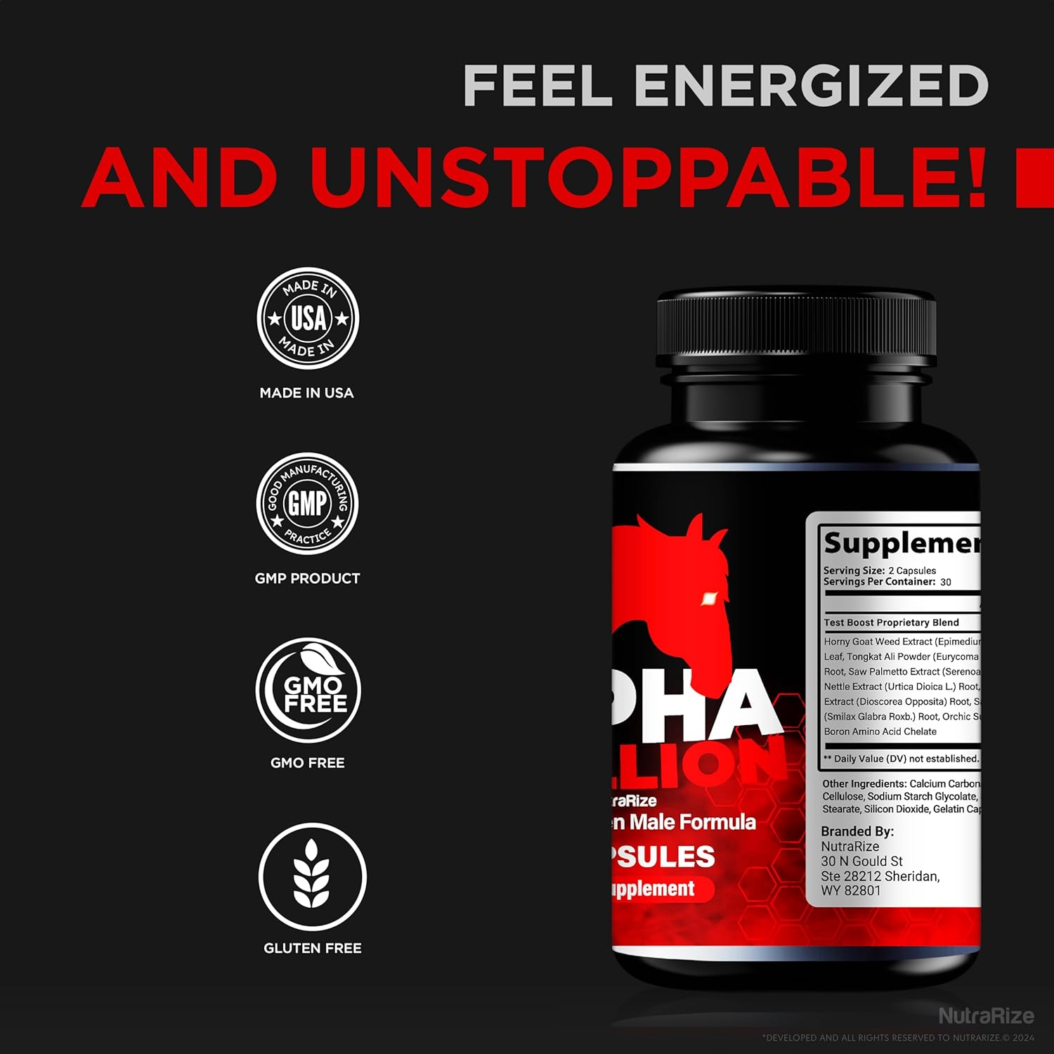 All Natural NutraRize Alpha Stallion Pills for Men - Daily Nutrition Formula for Performance and Confidence - Supports Overall Health - Official Reviews (60 Capsules)