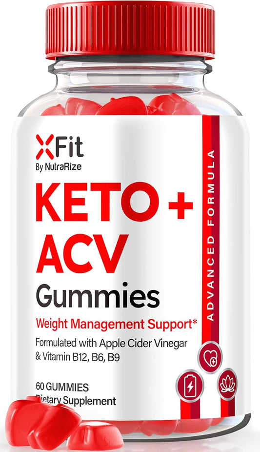 All Natural NutraRize Xfit Keto+ACV Gummies - Apple Cider Vinegar Supplement for Health & Fitness - 1000 MG - 60 Gummies