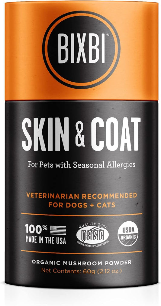 All Natural Organic Pet Superfood Mushroom Powder Supplement for Dogs & Cats - Skin & Coat Support - USA Grown & Made - 2.12 oz (60 g)