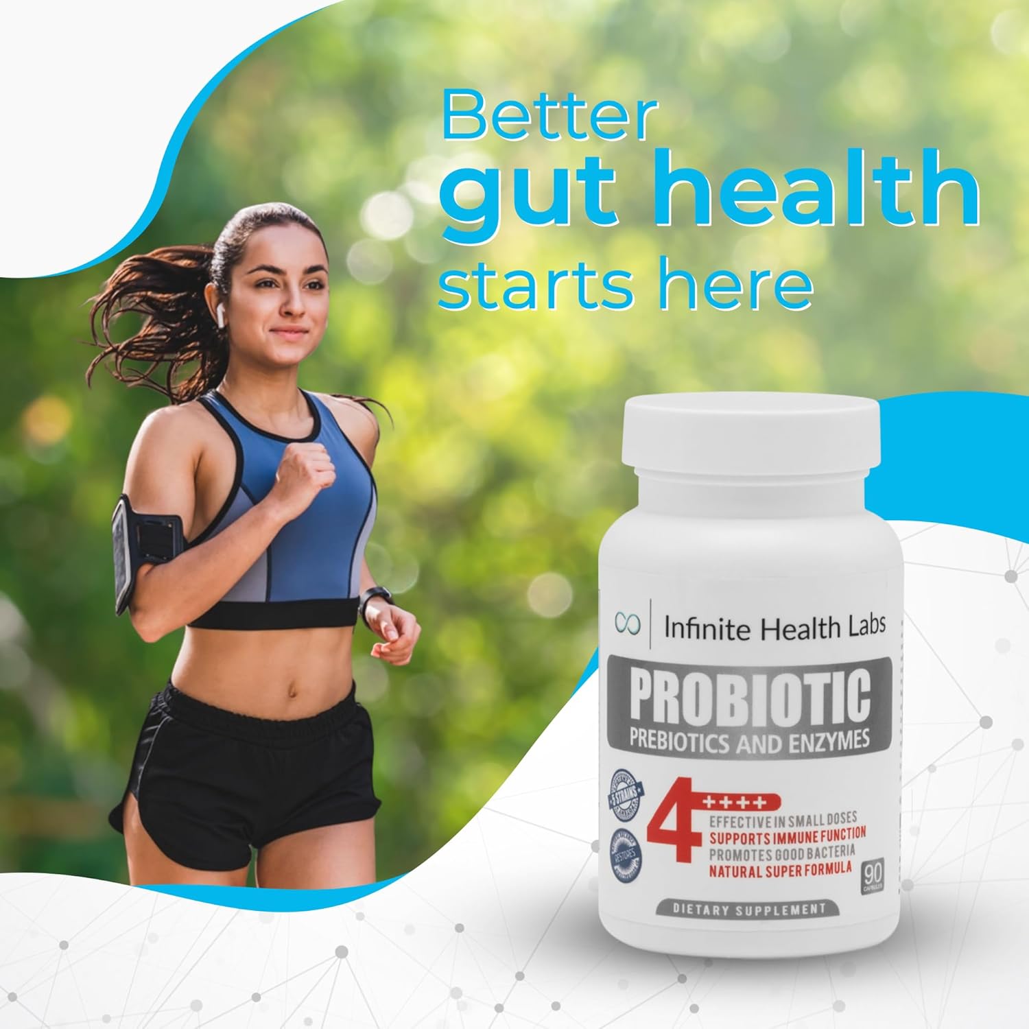 All-Natural Probiotic Supplement Capsules - 90 Easy-to-Swallow Capsules - Relieves Digestive Issues & Boosts Immune System - 2.1 Billion CFUs