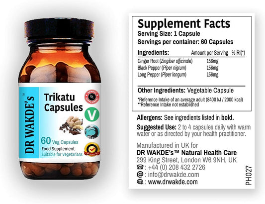 All Natural Trikatu Capsules - 60 Plant-Based Veg Caps, Ayurvedic Herb Supplement (Vegan Friendly)