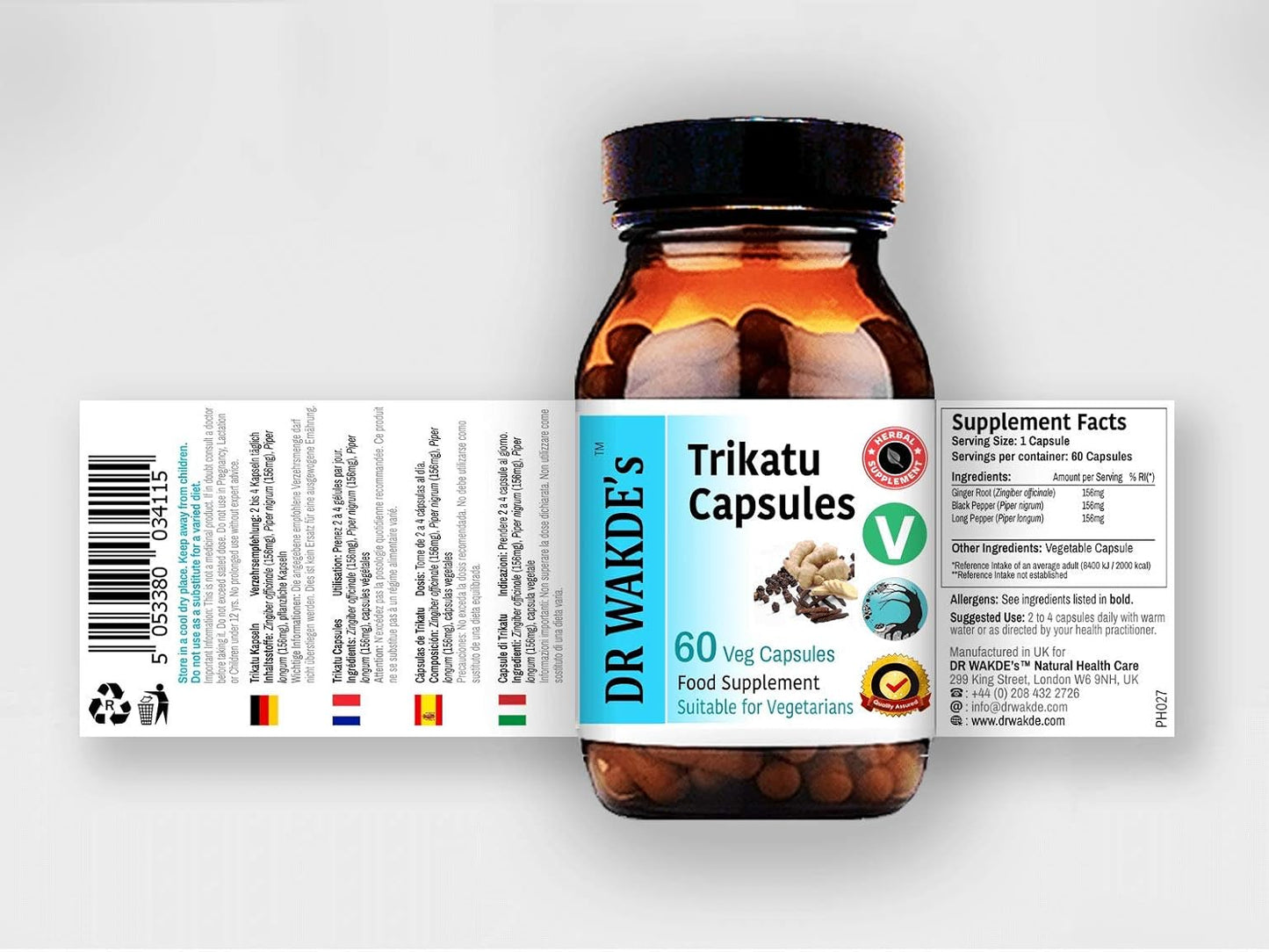 All Natural Trikatu Capsules - 60 Plant-Based Veg Caps, Ayurvedic Herb Supplement (Vegan Friendly)