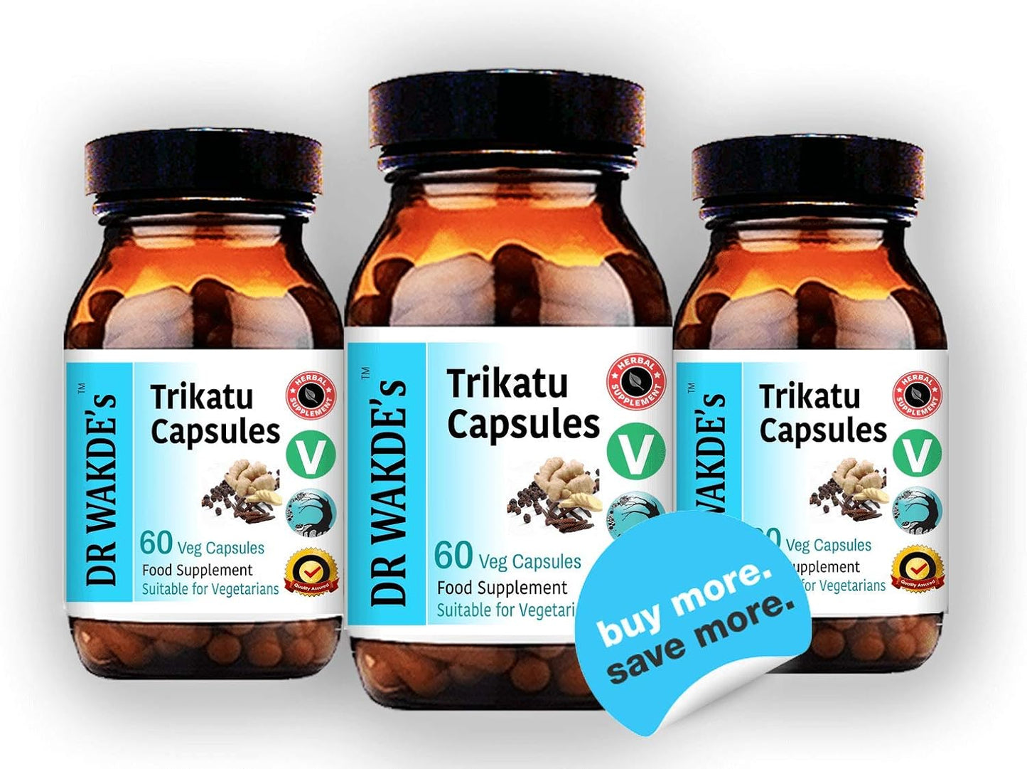 All Natural Trikatu Capsules - 60 Plant-Based Veg Caps, Ayurvedic Herb Supplement (Vegan Friendly)