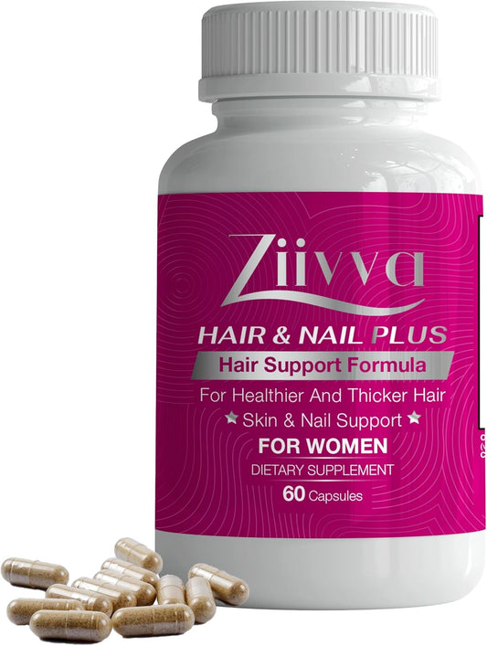 All Natural Vegan Hair Growth Vitamins with 5000 Mcg Biotin - Hair, Skin, and Nails Supplement for Men & Women by Ziivva