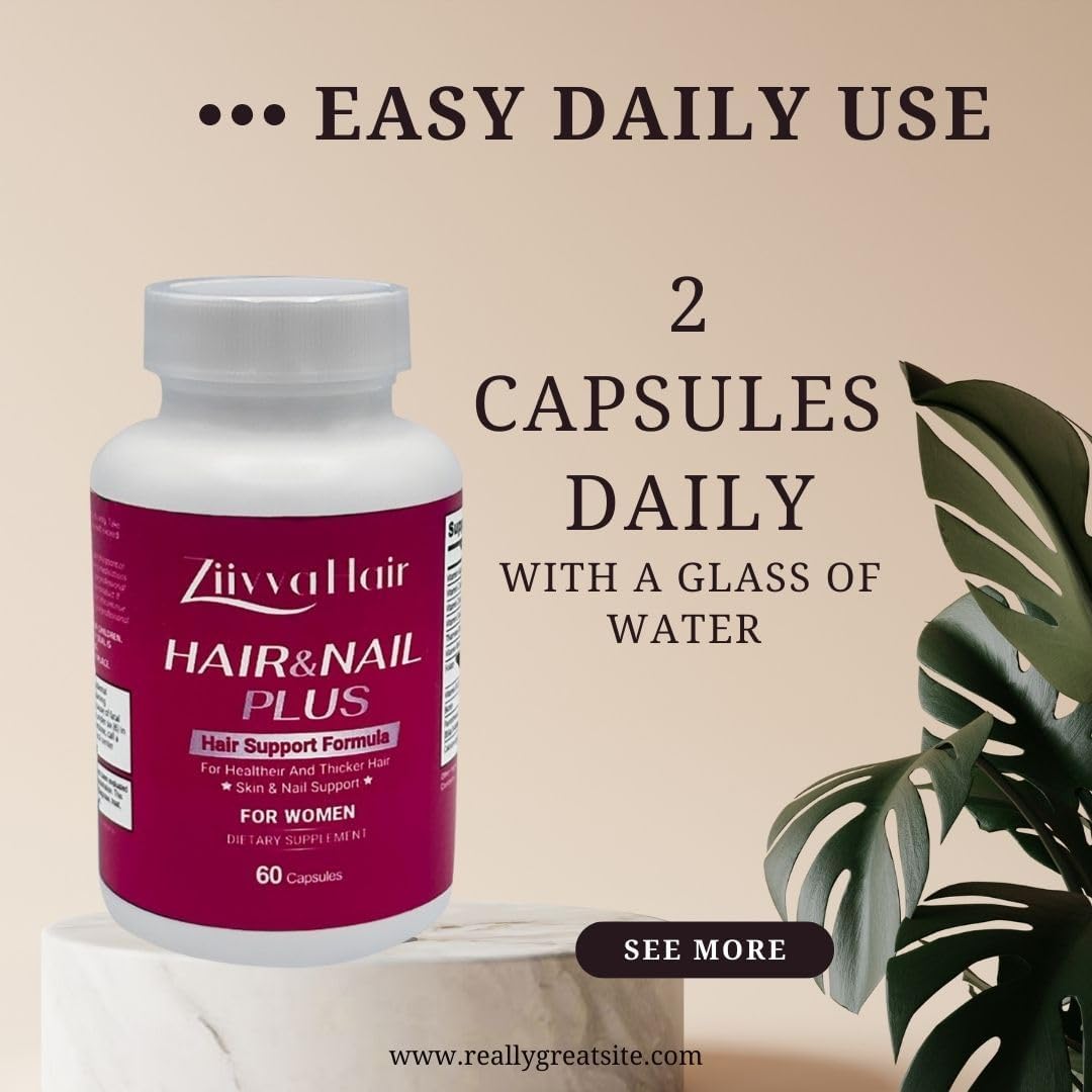 All Natural Vegan Hair Growth Vitamins with 5000 Mcg Biotin - Hair, Skin, and Nails Supplement for Men & Women by Ziivva