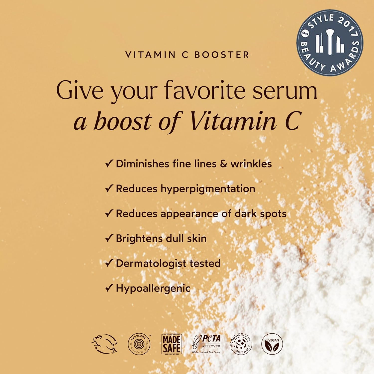 All-Natural Vitamin C Booster Powder for Dark Spots & Brightening | Dermatologist Tested, Vegan | 0.5 oz