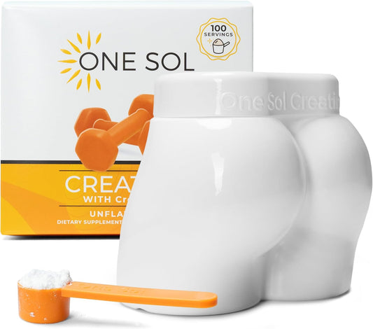 All Natural Women's Creatine Powder for Booty Gain, Lean Muscle Mass & Recovery - Sol Creatine with Creapure, Promotes Brain & Bone Health - Unflavored, 100 Servings