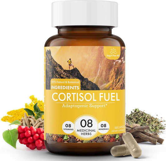 Allergen-Free Angel Pure MD Stress Relief Supplement with Magnesium, Ashwagandha, and Rhodiola - 180ct for Cortisol Health and Energy