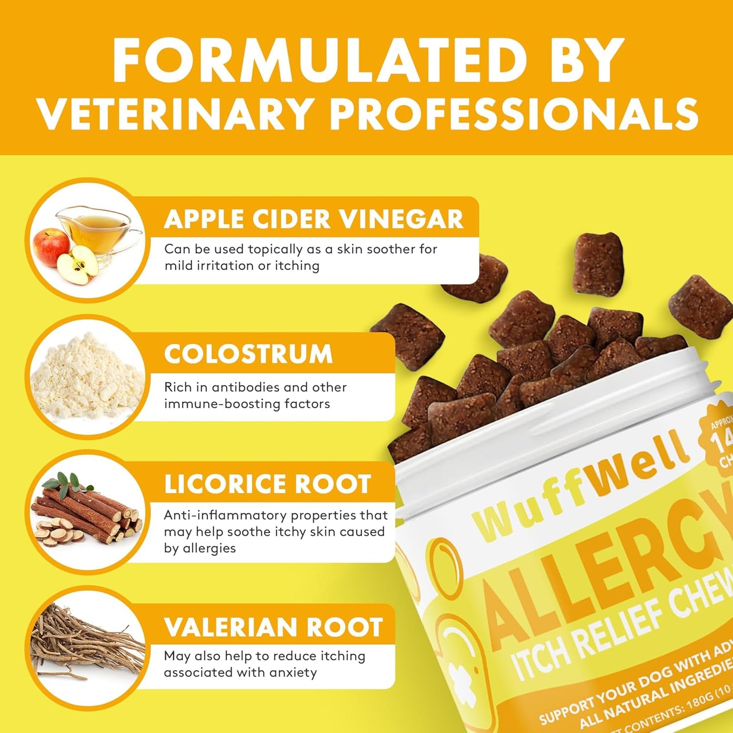 Allergy Relief Chews for Dogs - Itch Medicine & Immune Support - Pet Allergy Supplements - Aller Immune Bites - Dog Allergy & Itch Relief