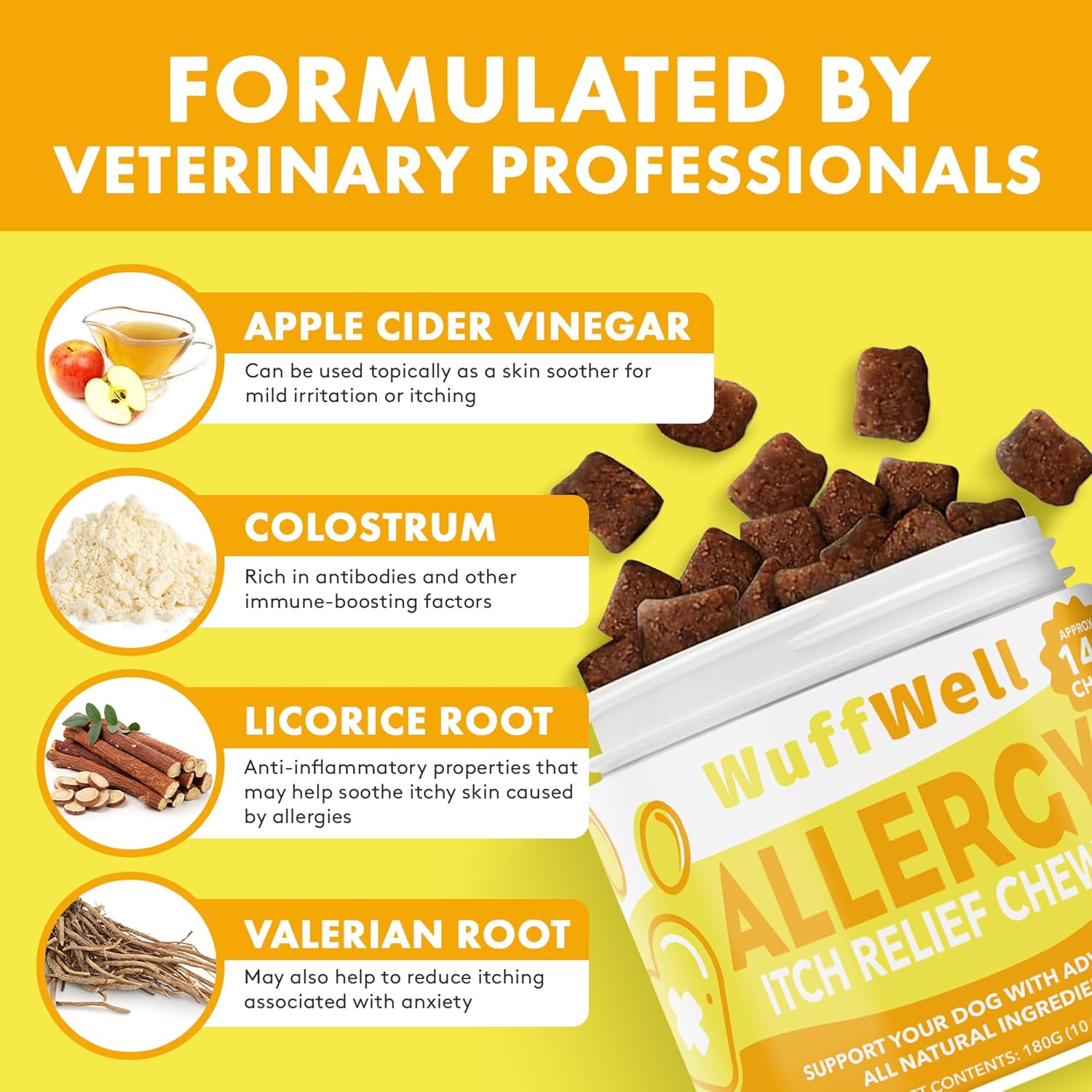 Allergy Relief Chews for Dogs - Itch Medicine & Immune Support - Pet Allergy Supplements - Aller Immune Bites - Dog Allergy & Itch Relief