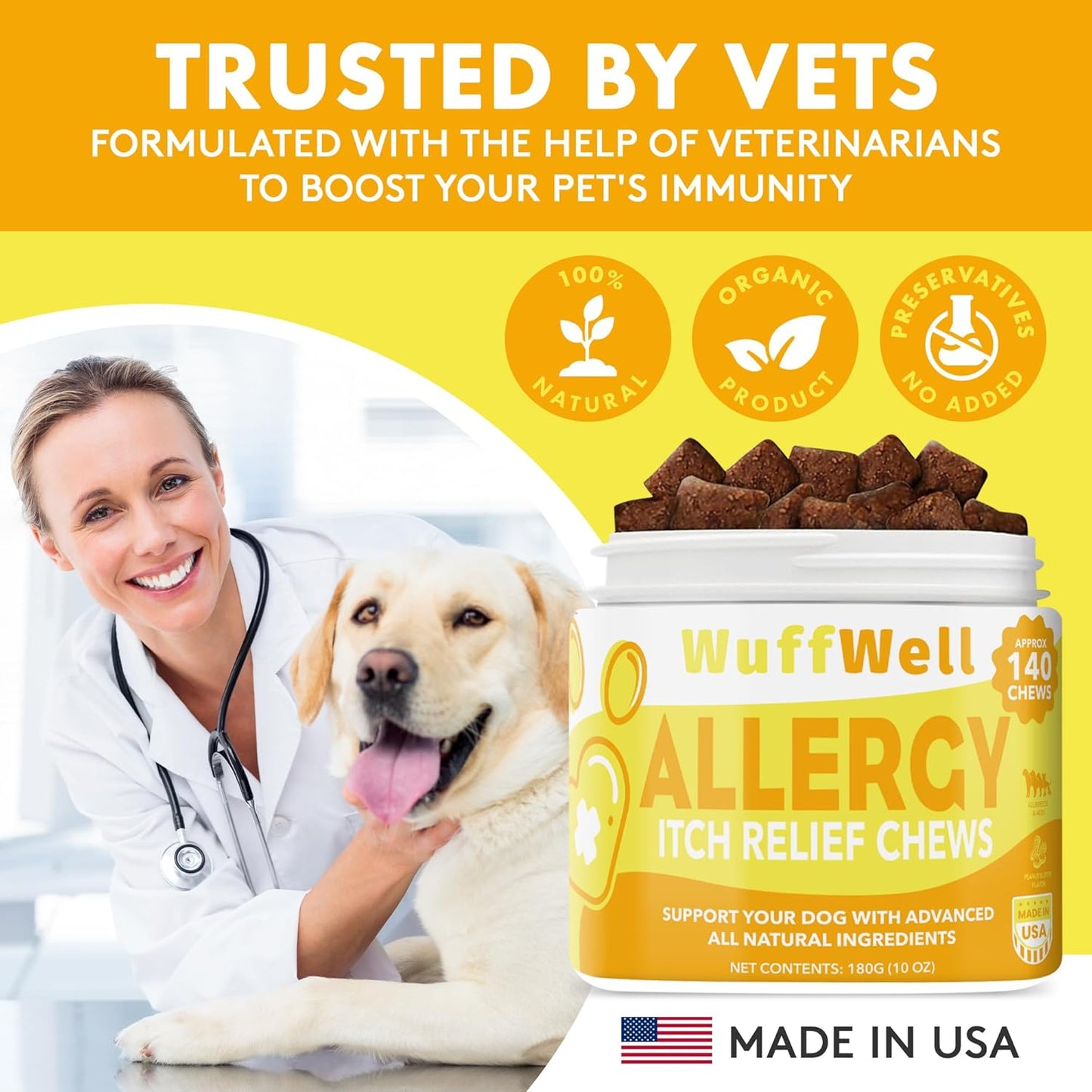 Allergy Relief Chews for Dogs - Itch Medicine & Immune Support - Pet Allergy Supplements - Aller Immune Bites - Dog Allergy & Itch Relief