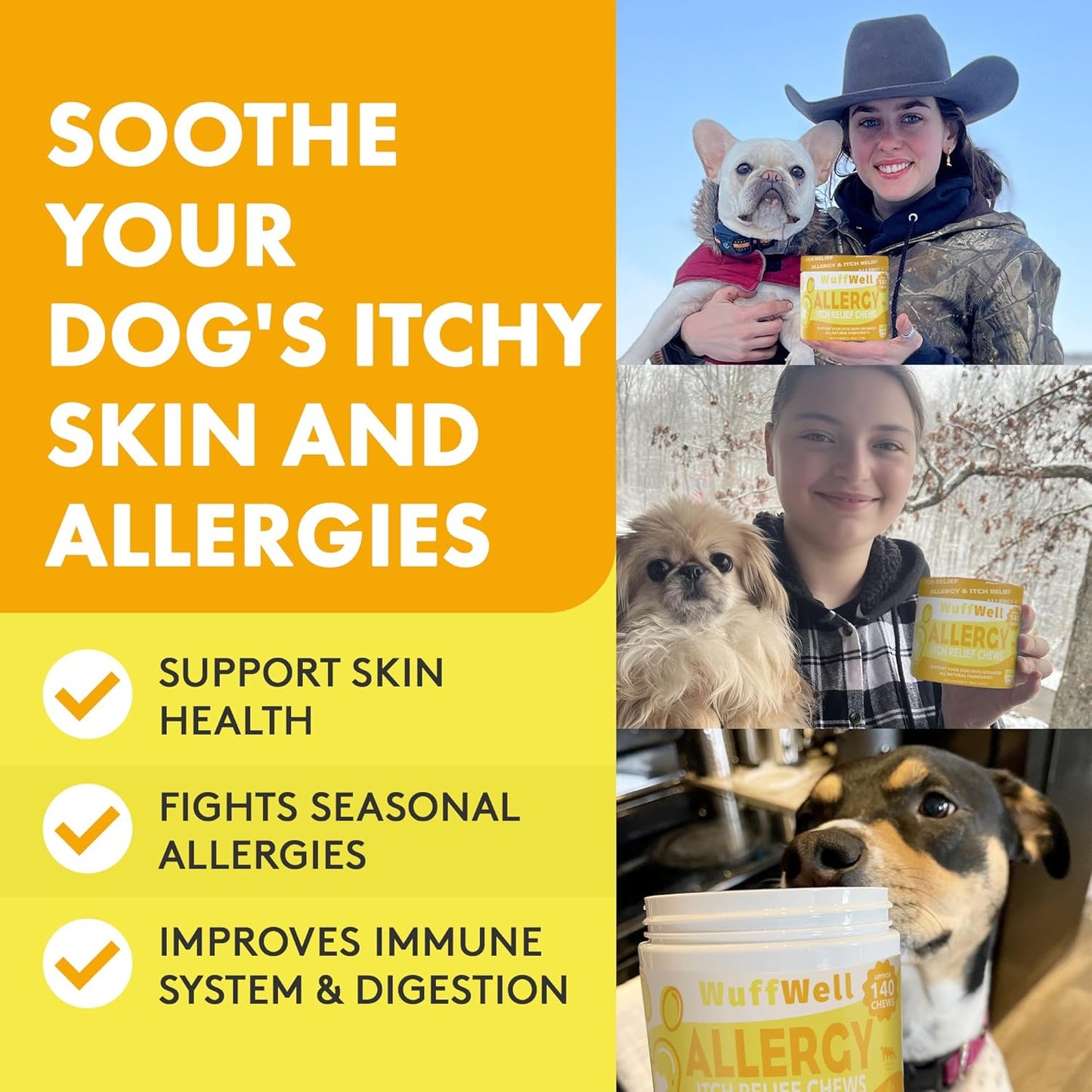 Allergy Relief Chews for Dogs - Itch Medicine & Immune Support - Pet Allergy Supplements - Aller Immune Bites - Dog Allergy & Itch Relief