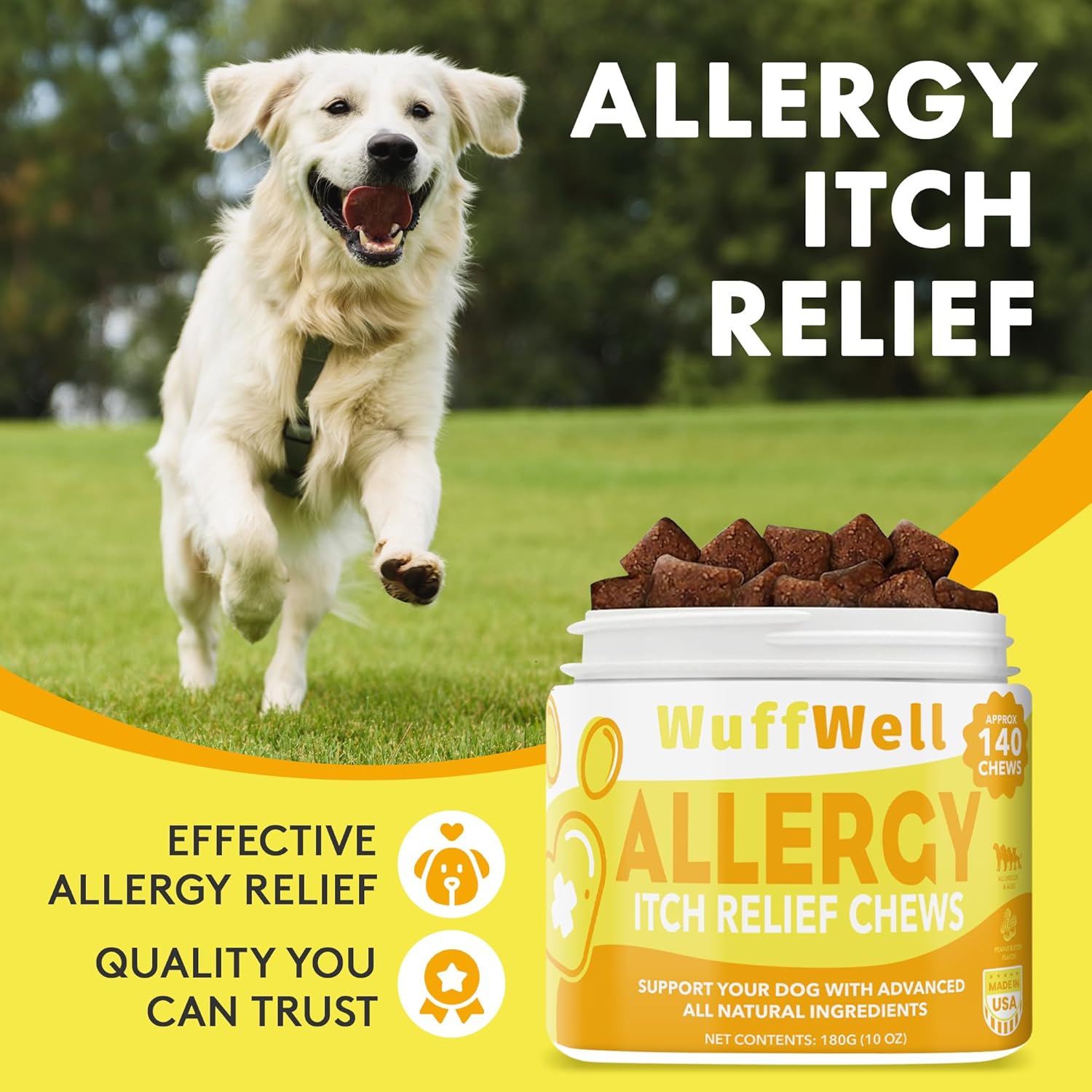Allergy Relief Chews for Dogs - Itch Medicine & Immune Support - Pet Allergy Supplements - Aller Immune Bites - Dog Allergy & Itch Relief