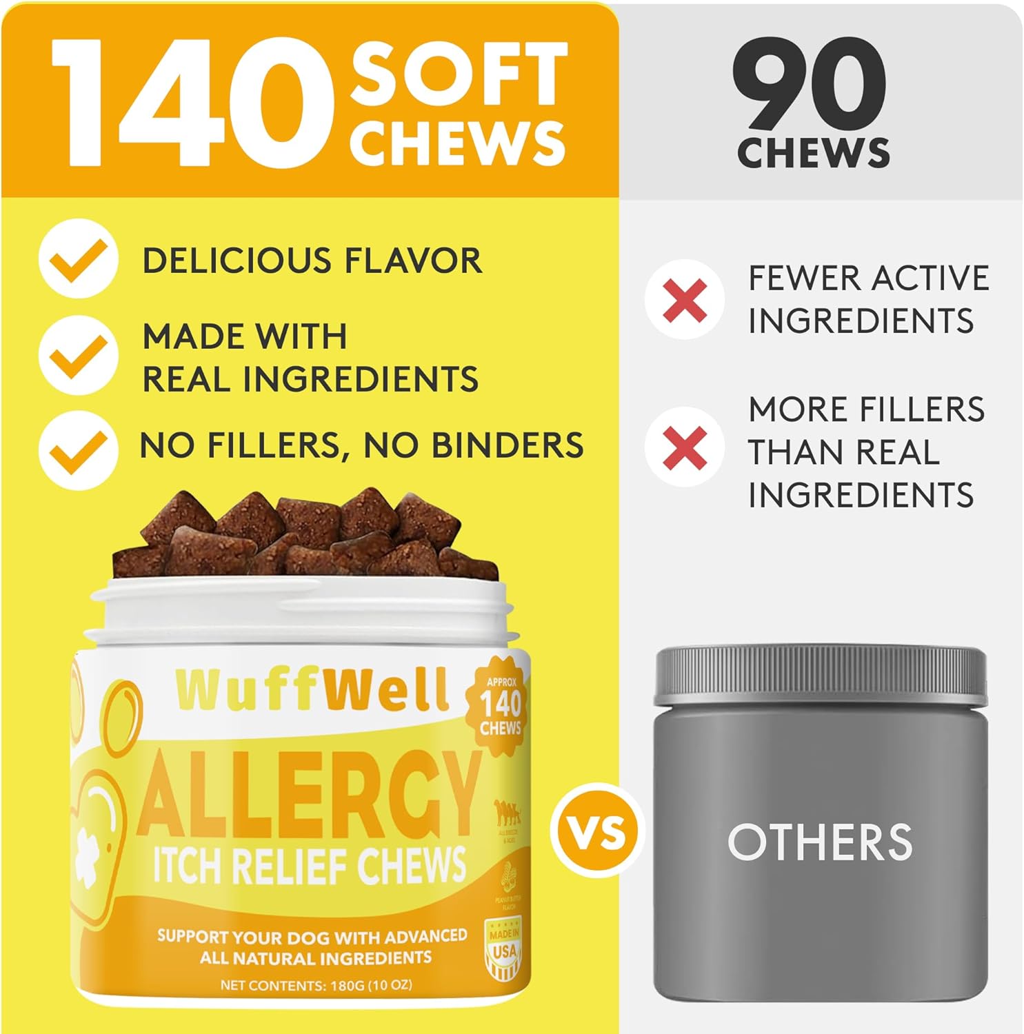 Allergy Relief Chews for Dogs - Itch Medicine & Immune Support - Pet Allergy Supplements - Aller Immune Bites - Dog Allergy & Itch Relief