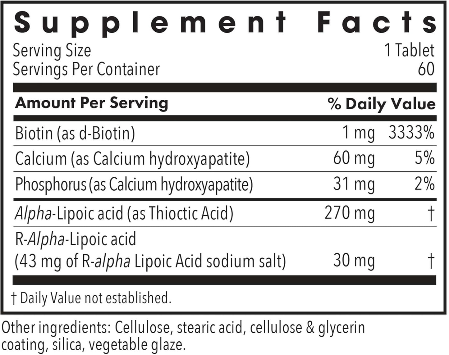 Allergy Research Group ALA Release - Alpha-Lipoic Acid Complex with R-Alpha-Lipoic and Biotin - 60 Vegetarian Tablets