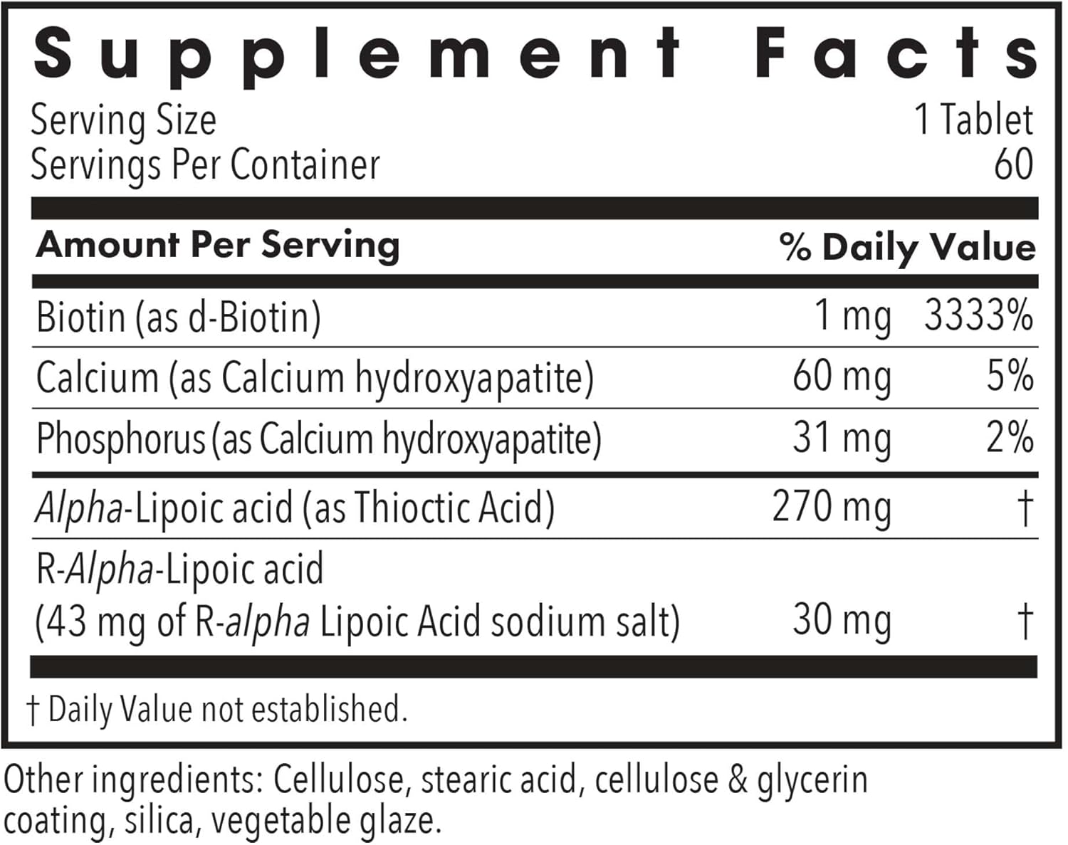 Allergy Research Group ALA Release - Alpha-Lipoic Acid Complex with R-Alpha-Lipoic and Biotin - 60 Vegetarian Tablets