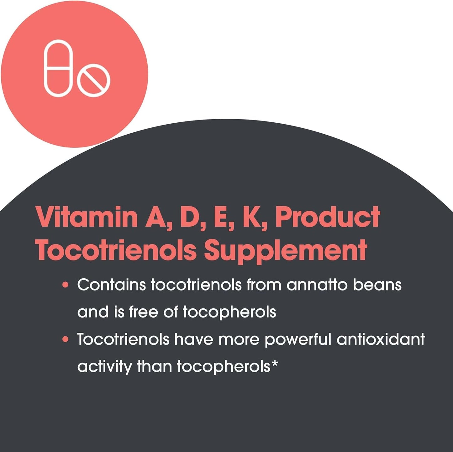 Allergy Research Group Delta-Fraction Tocotrienols Supplement - 50mg Vitamin E, Annatto, Gamma, Tocotrienols, Tocopherol-Free - 75 Softgels