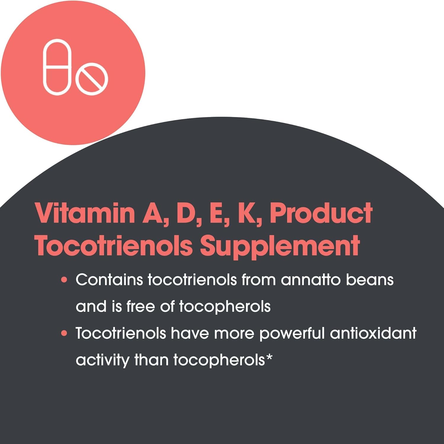 Allergy Research Group Delta-Fraction Tocotrienols Supplement - 50mg Vitamin E, Annatto, Gamma, Tocotrienols, Tocopherol-Free - 75 Softgels