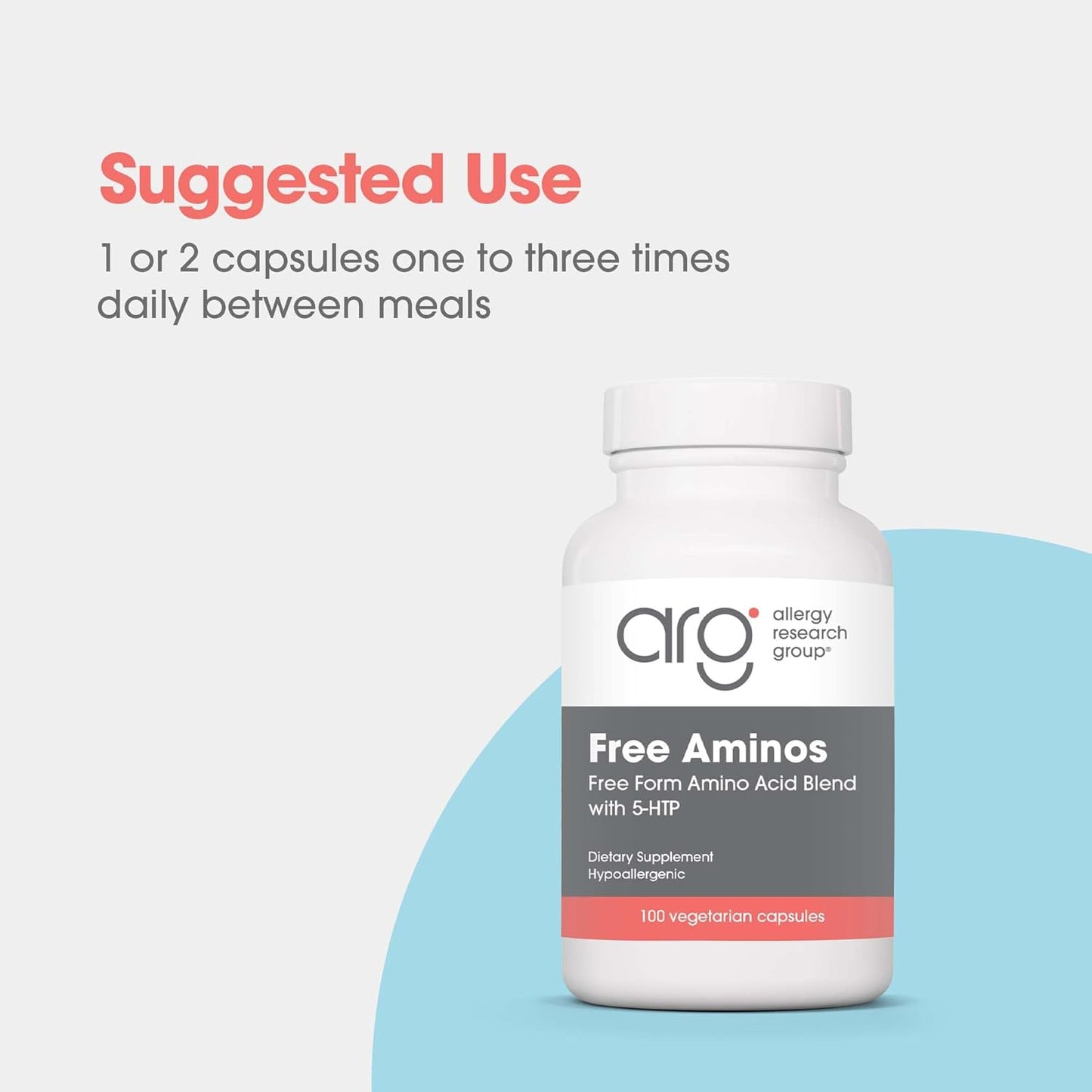 Allergy Research Group Free Aminos Supplement - Essential Amino Acids Complex for Lean Muscle Mass & Digestive Health - 100 Vegetarian Capsules