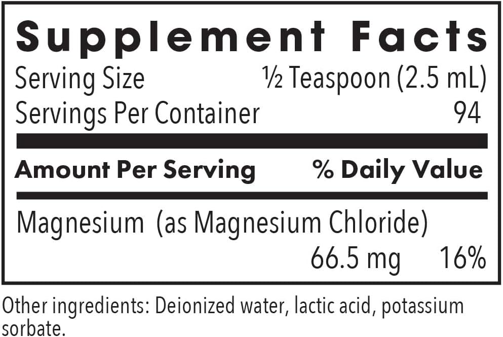 Allergy Research Group Magnesium Chloride Liquid Supplement - 66.5mg, Pure & Well-Absorbed, GI Tract Support - 8 Fl Oz Bottle
