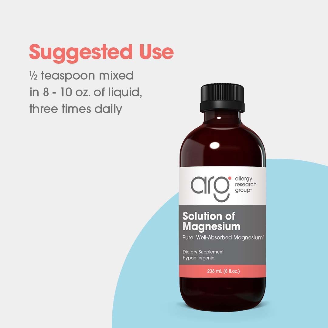 Allergy Research Group Magnesium Chloride Liquid Supplement - 66.5mg, Pure & Well-Absorbed, GI Tract Support - 8 Fl Oz Bottle