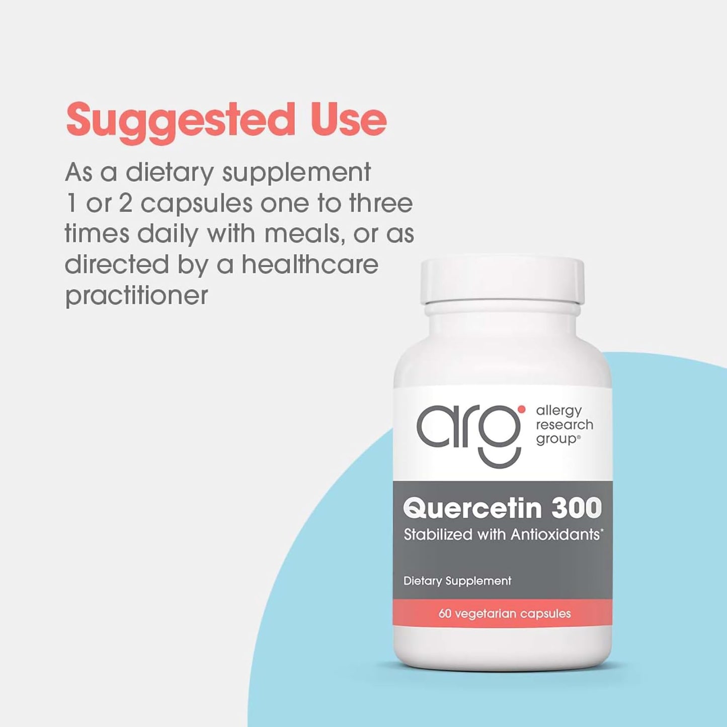 Allergy Research Group Quercetin 300 Dietary Supplement - Immune Support, Antioxidant-Rich Bioflavonoid Capsules for Mast Cell Stabilization - 60 Count