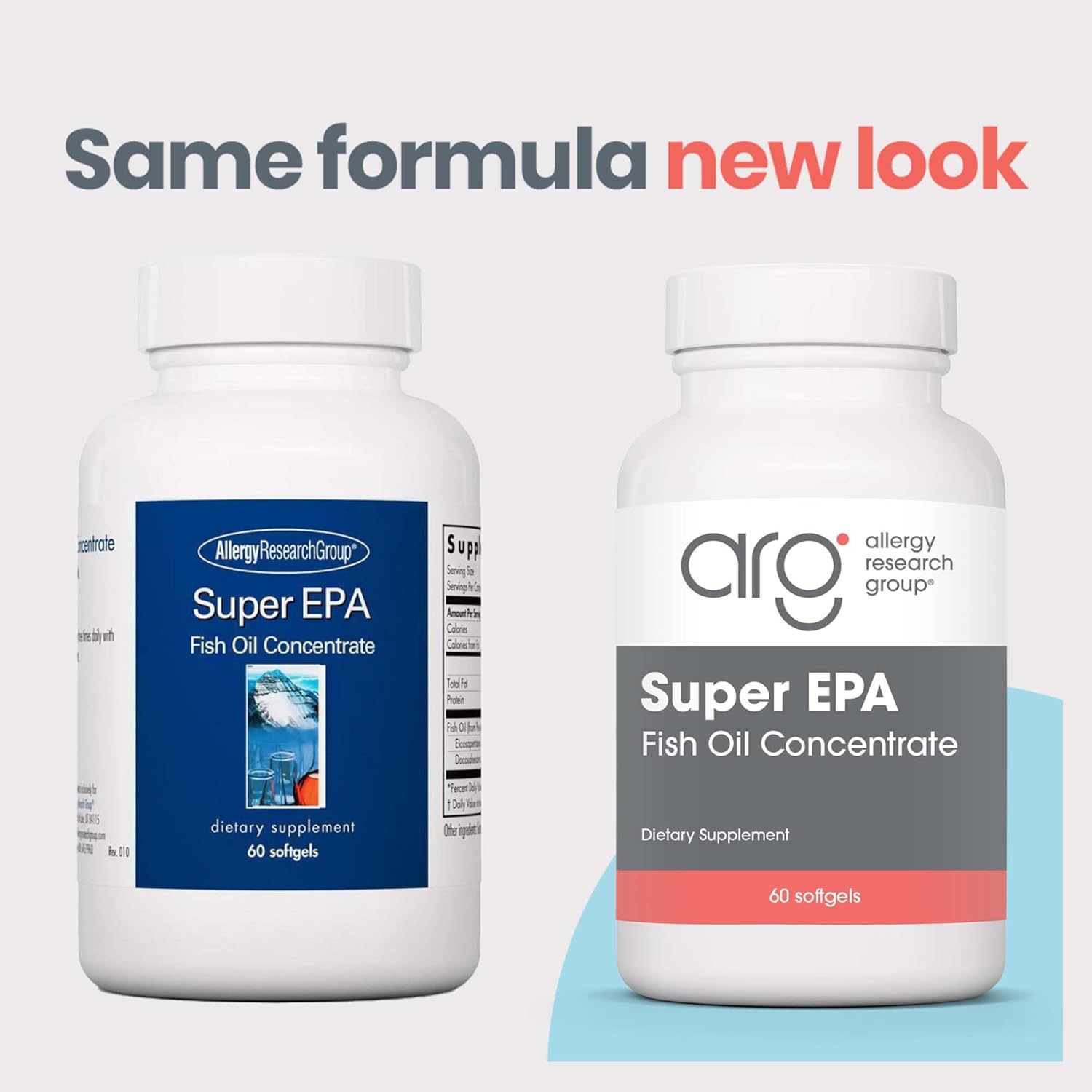 Allergy Research Group Super EPA Fish Oil Concentrate Capsules - Omega 3 Supplement with EPA and DHA - Sustainably-Sourced Anchovies - 60 Count