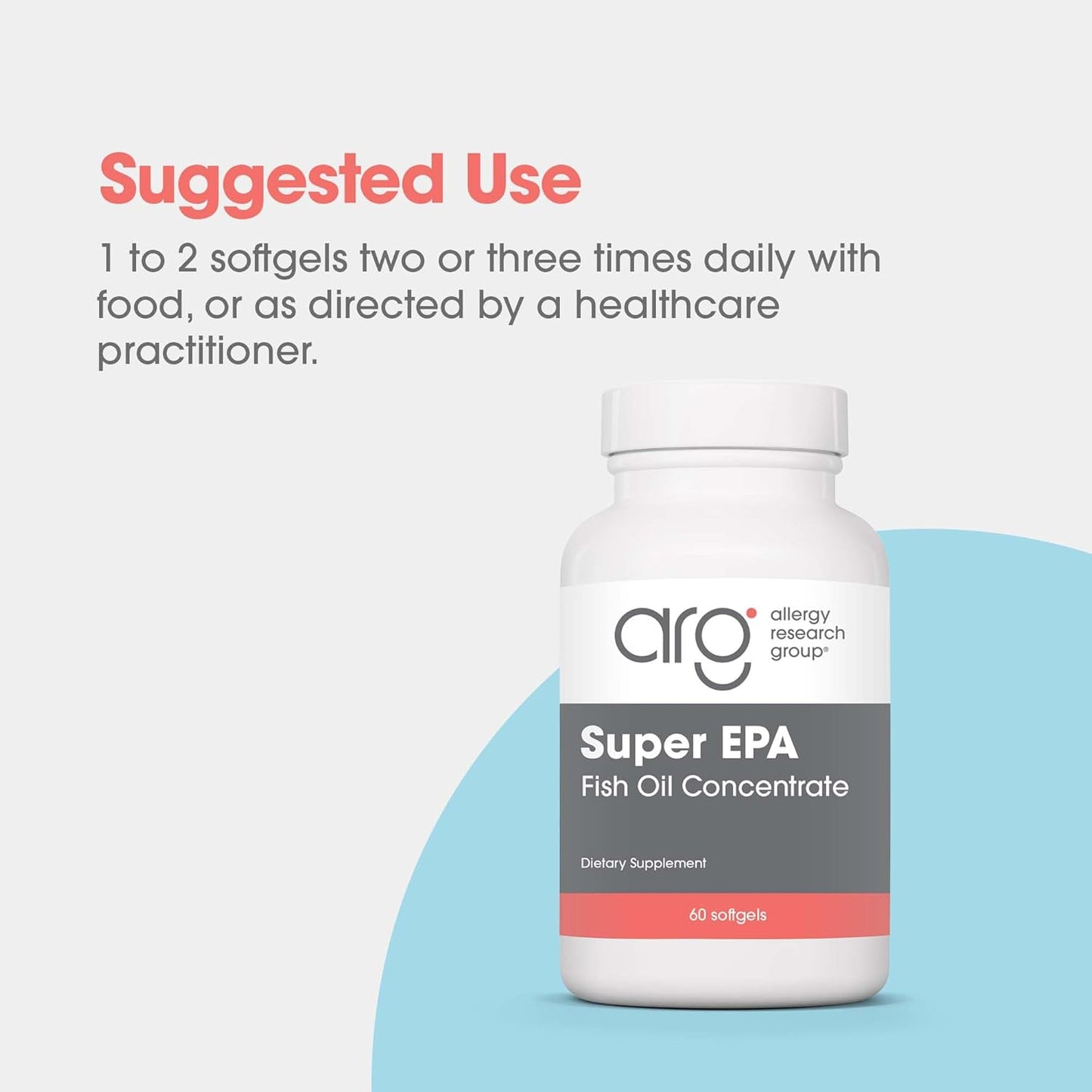 Allergy Research Group Super EPA Fish Oil Concentrate Capsules - Omega 3 Supplement with EPA and DHA - Sustainably-Sourced Anchovies - 60 Count