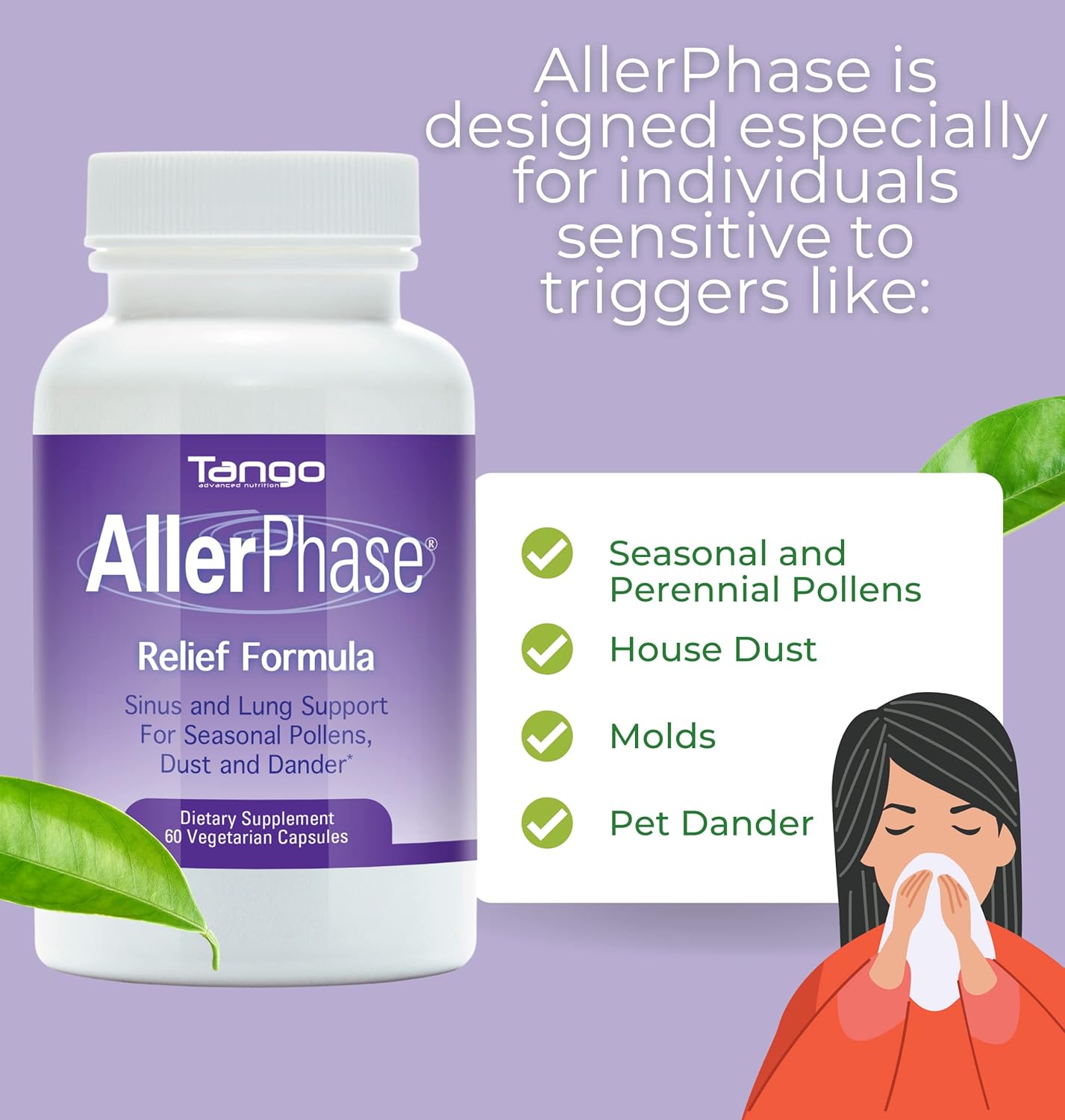 AllerPhase Herbal Supplement for Seasonal Respiratory Discomfort - Natural Relief for Sinus & Lung Issues (30 Capsules)