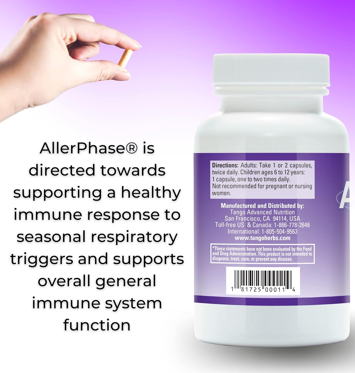 AllerPhase Herbal Supplement for Seasonal Respiratory Discomfort - Natural Relief for Sinus & Lung Issues (30 Capsules)