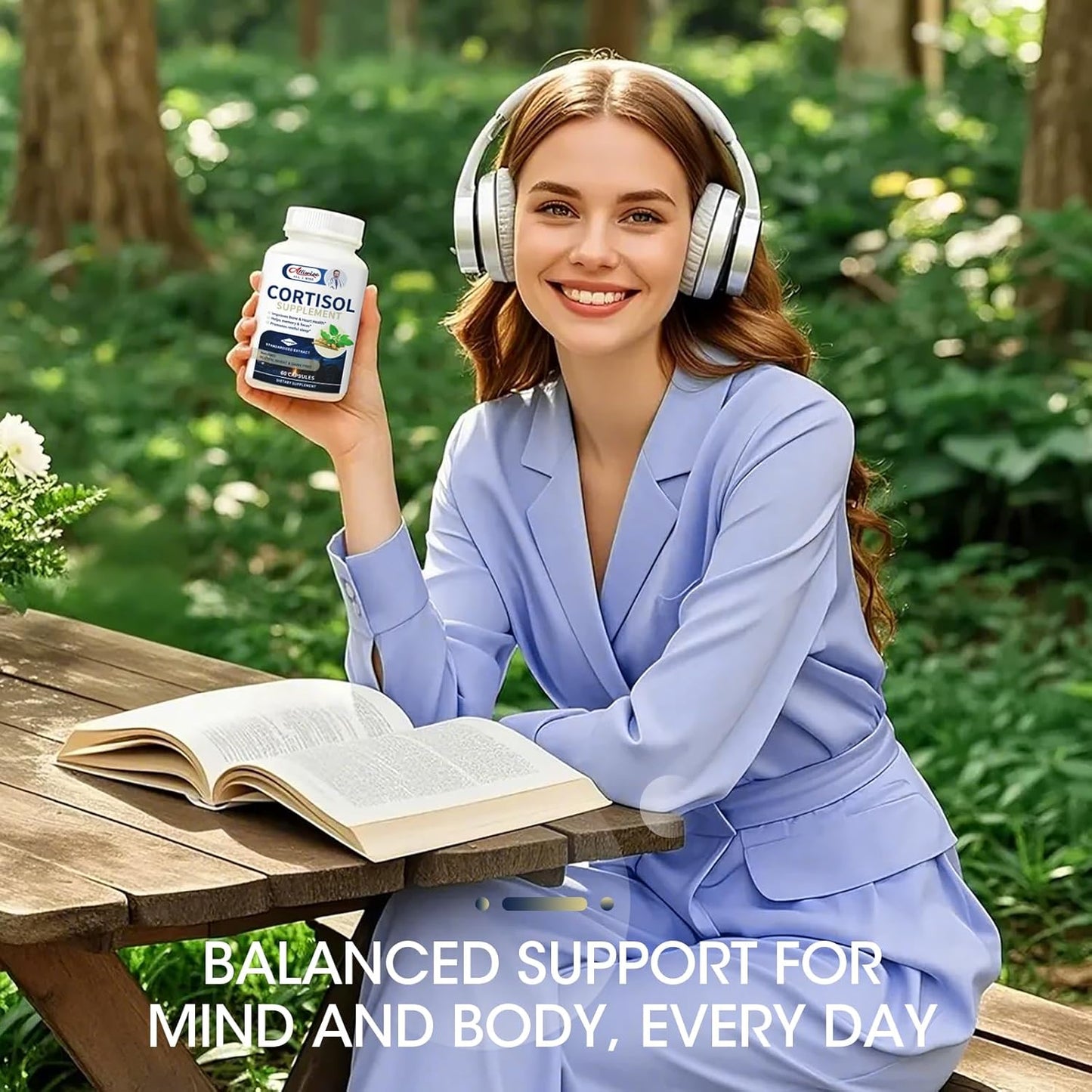 Alliwise Cortisol Reducer Supplement for Women with Magnesium, Ashwagandha, Rhodiola, L-Theanine - 10-in-1 Manager