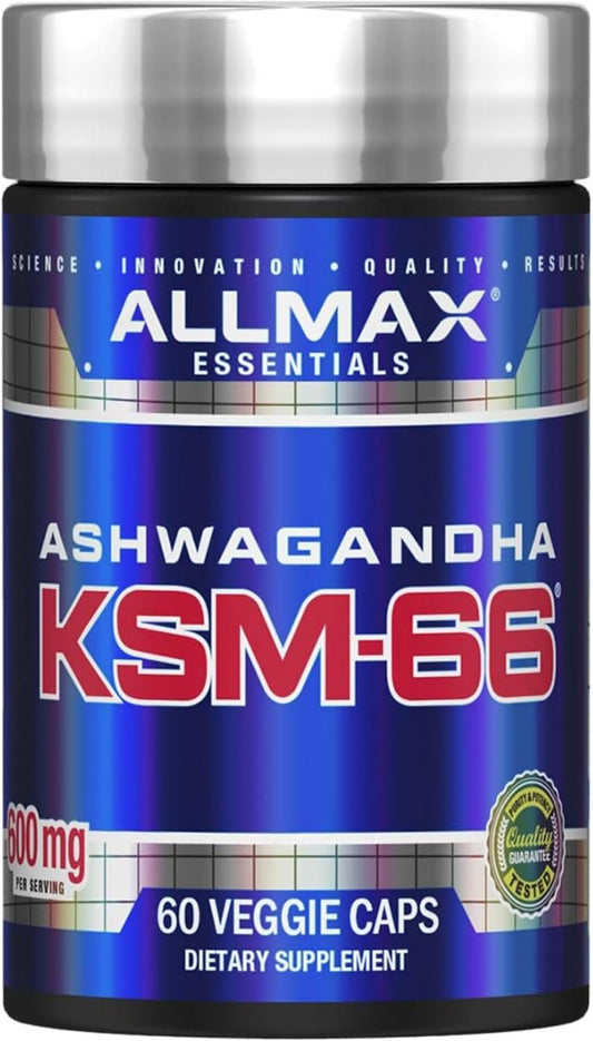 ALLMAX Ashwagandha KSM-66 Capsules: Boost Muscle Strength & Recovery - Non-GMO, Gluten Free - 30 Servings