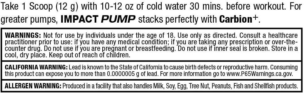 ALLMAX Impact Pump Blue Raspberry 360g Stim-Free Pre-Workout Formula Boosts Pumps Mind-Muscle Connection Citrulline Malate Lion’s Mane 30 Servings