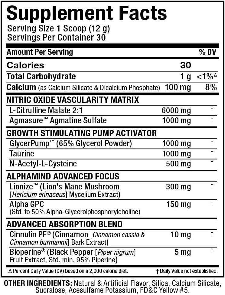 ALLMAX Impact Pump Blue Raspberry 360g Stim-Free Pre-Workout Formula Boosts Pumps Mind-Muscle Connection Citrulline Malate Lion’s Mane 30 Servings