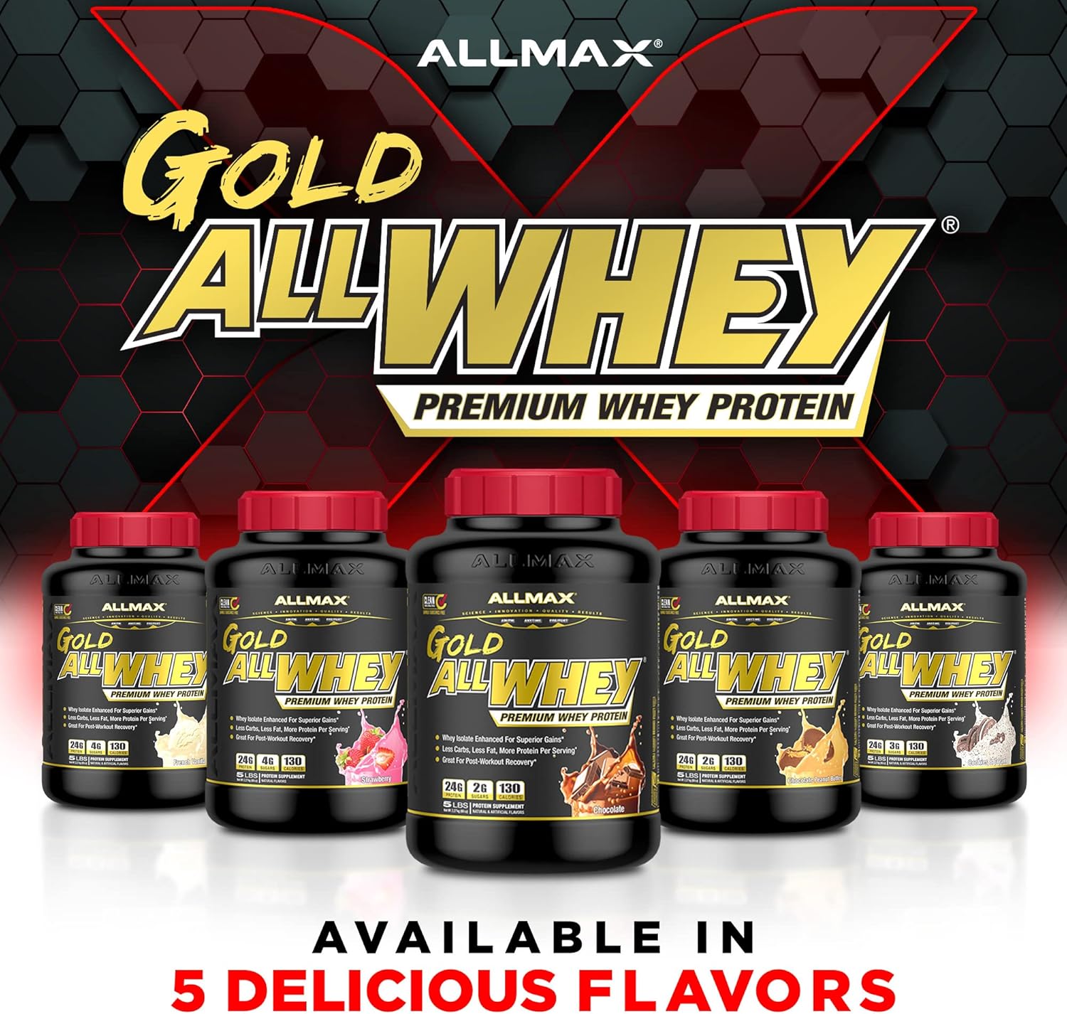 ALLMAX Nutrition ALLWHEY GOLD Chocolate Peanut Butter Protein Powder - 5 lb - 24g Protein Per Serving - Gluten Free, Low Carb, Low Sugar - 71 Servings
