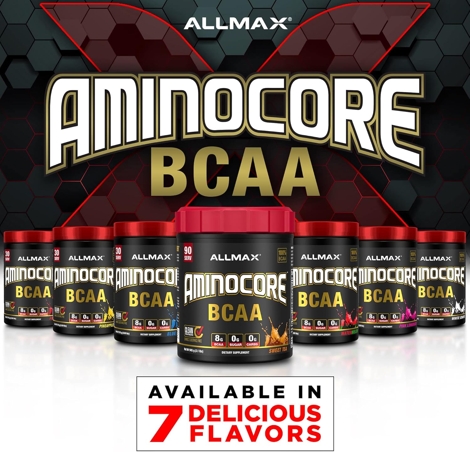 ALLMAX Nutrition AMINOCORE BCAA Powder - White Grape Flavor, 315g - Gluten Free Intra & Post Workout Recovery Drink with 8.18g Amino Acids