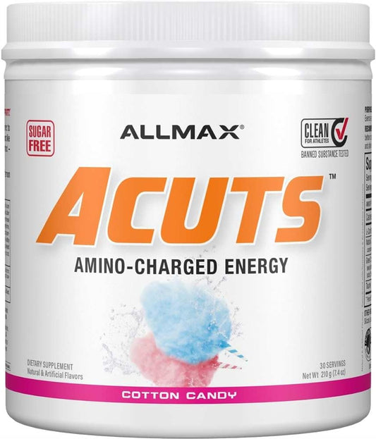 ALLMAX Nutrition AMINOCUTS (ACUTS) Energy Drink - Taurine, L-Carnitine, Green Coffee, Cotton Candy - 30 Servings