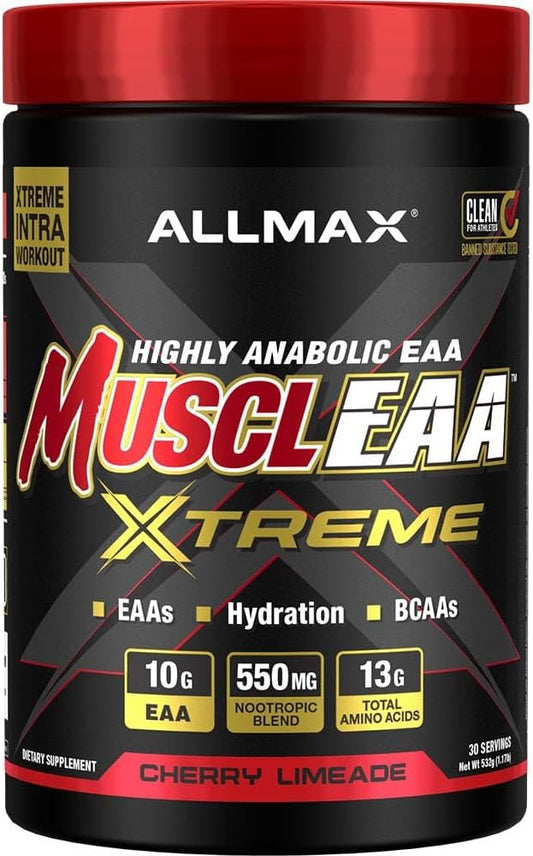 ALLMAX Nutrition Cherry Limeade MUSCLEAA Xtreme Powder - 532g - EAAs, BCAAs, Hydration - 30 Servings