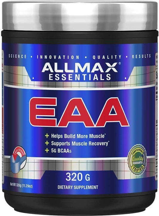 ALLMAX Nutrition Essentials EAA Powder - Unflavored, 320g - Build Muscle, Recovery Support - 5g BCAAs, Vegan, Gluten Free - 30 Servings