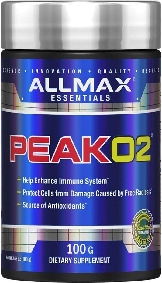 ALLMAX Nutrition Essentials PeakO2 Powder - Boosts Immune System, Antioxidants - Vegetarian, Gluten-Free - 100g, 100 Servings