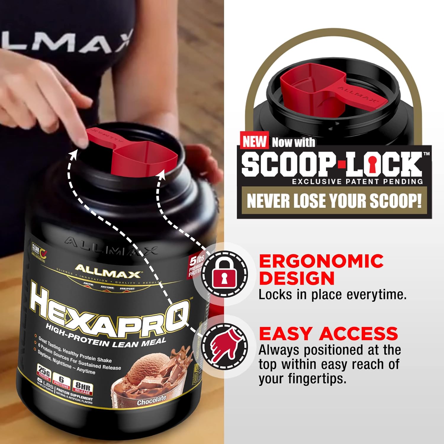 ALLMAX Nutrition HEXAPRO French Vanilla Protein Powder - 2 lb Tub - 25g Protein Per Serving - 8-Hour Sustained Release Formula - Zero Sugar - 21 Servings