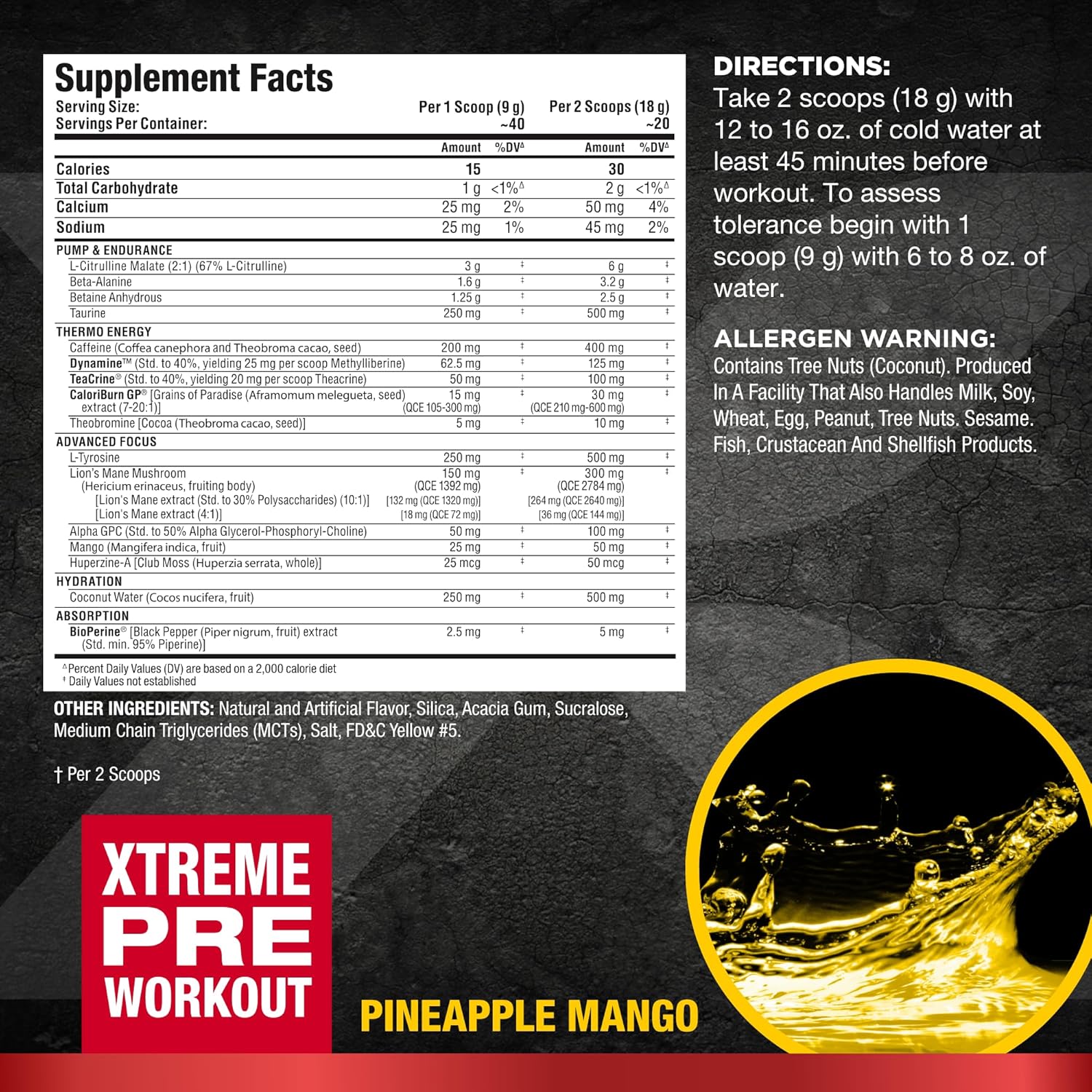 ALLMAX Nutrition Impact Igniter Extreme Pre Workout Powder - Pineapple Mango Flavor - Citrulline Malate, Beta-Alanine, Caffeine, Taurine, Betaine Anhydrous - Energy Boosting Formula