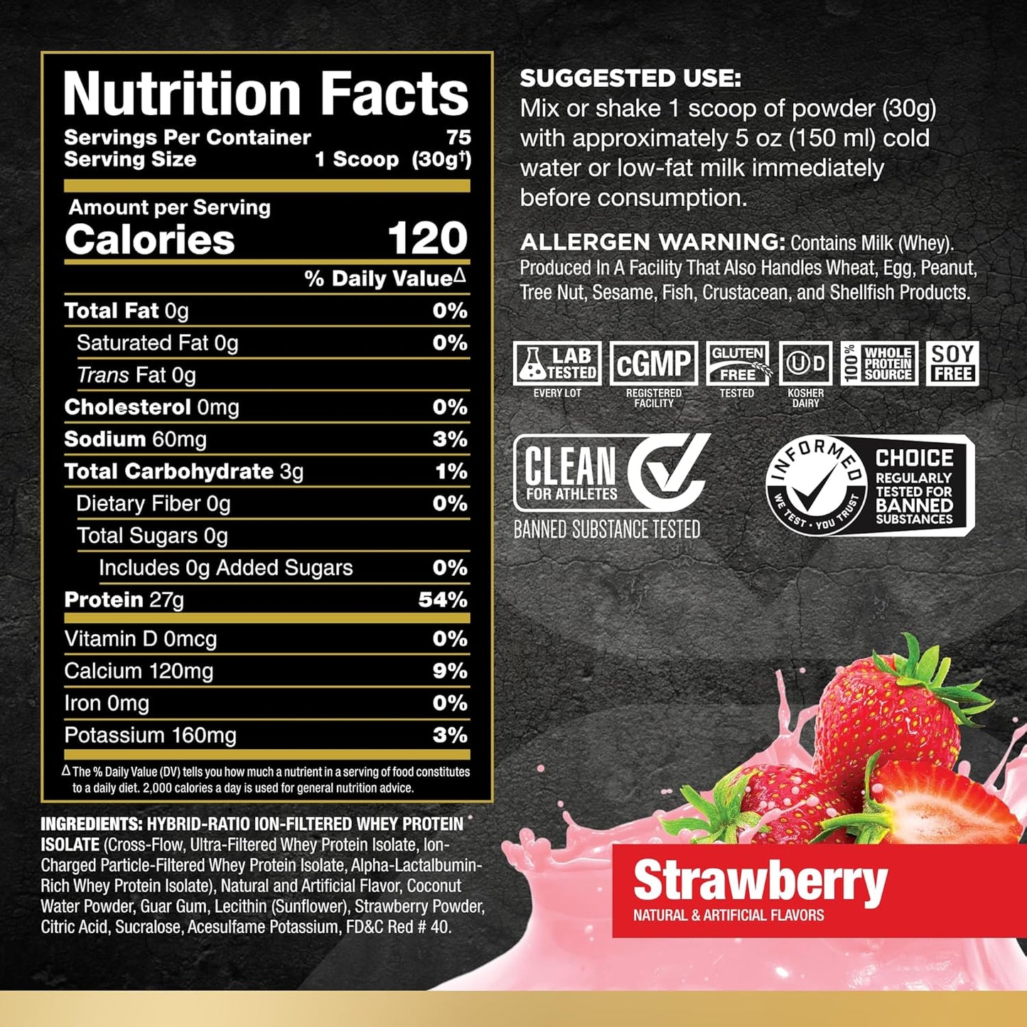 ALLMAX Nutrition ISOFLEX Whey Protein Powder - Strawberry Flavor, 5lb - 27g Protein per Serving - Whey Protein Isolate